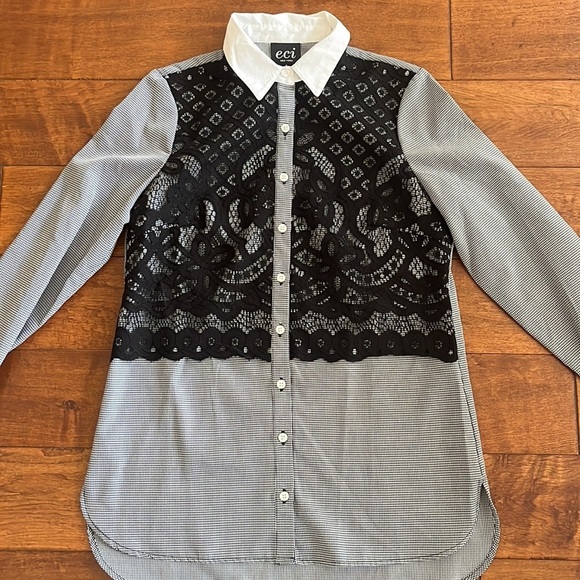 Eci New York black lace button up shirt - Picture 3 of 13